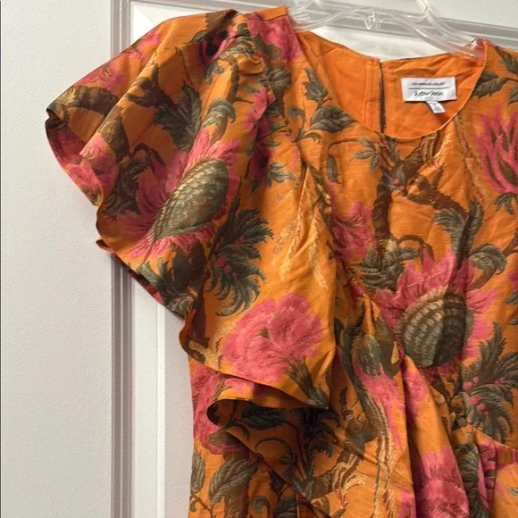 & Other Stories Asymmetrical Ruffle Dress in Orange and Pink Floral - Picture 11 of 12